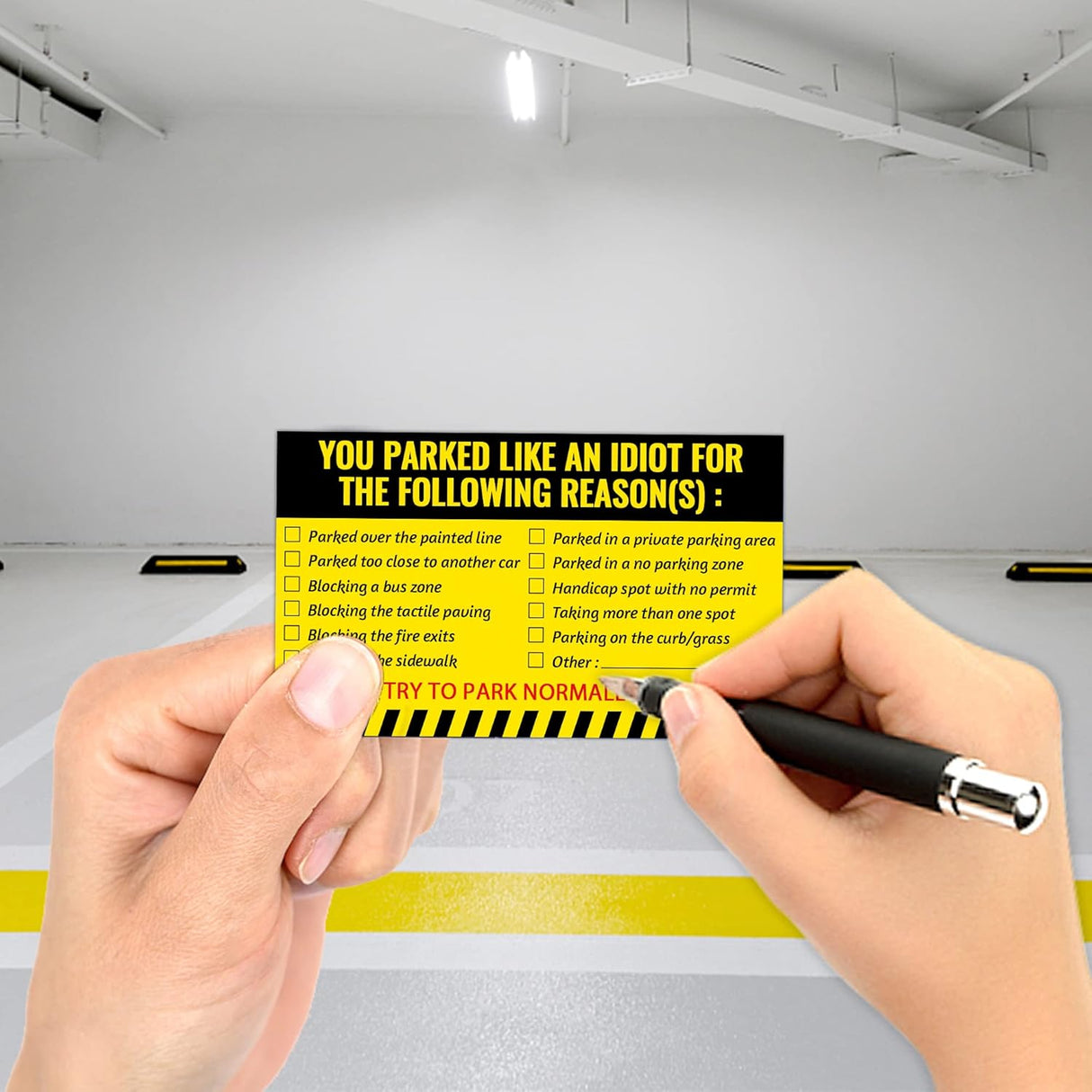 Bad Parking Cards You Parked Like an Idiot Cards 3.5 x 2 Inches Bad Parking Stickers Funny Parking Violation Cards with Multi Violation Reasons