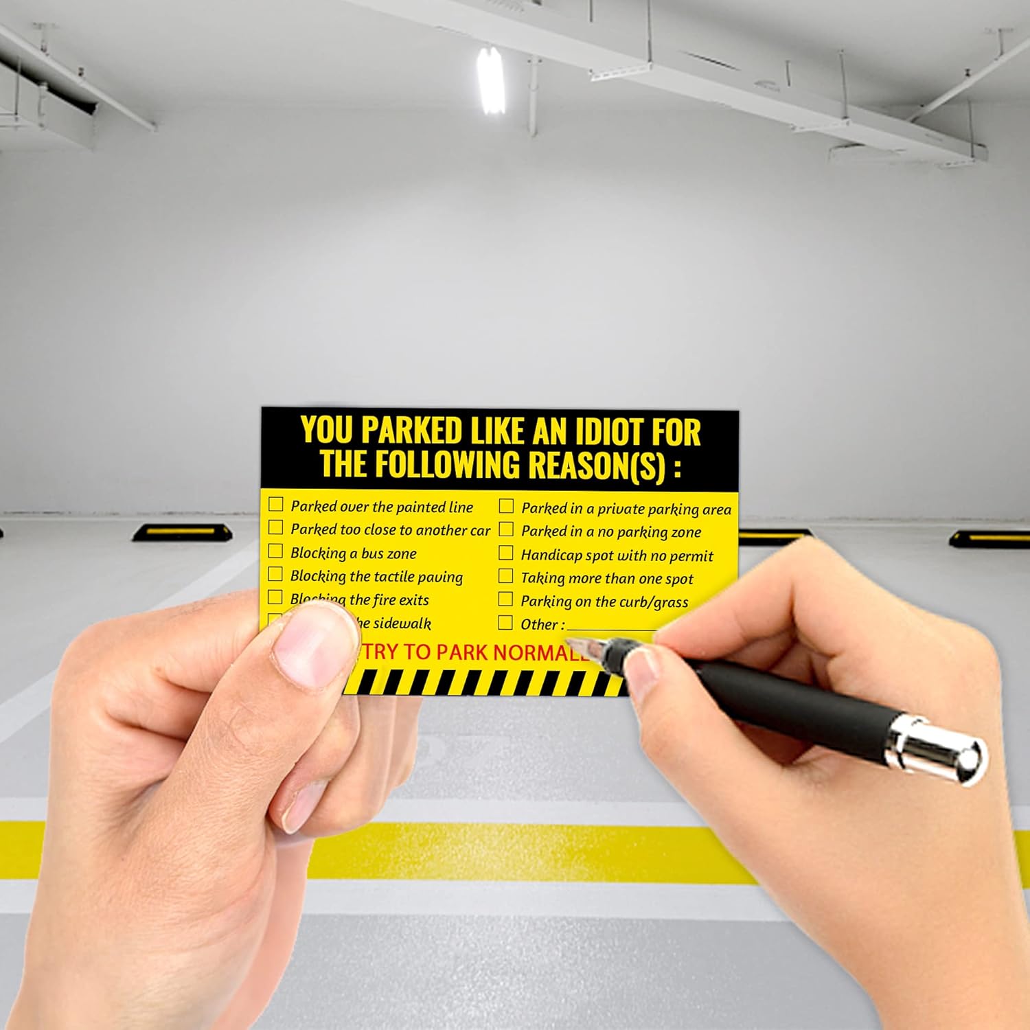 Bad Parking Cards You Parked Like an Idiot Cards 3.5 x 2 Inches Bad Parking Stickers Funny Parking Violation Cards with Multi Violation Reasons